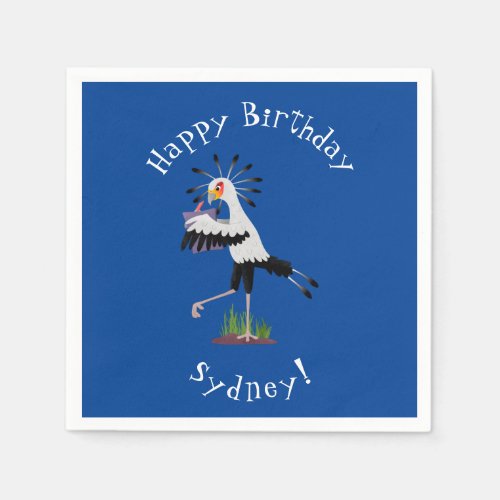 Cute secretary bird writing notes cartoon napkins