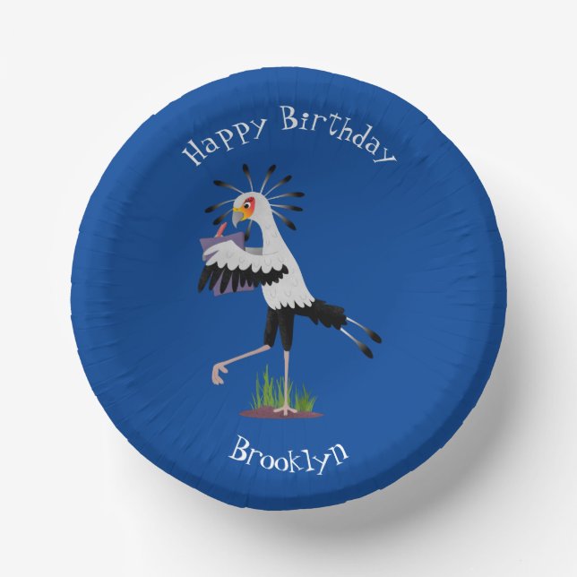 Cute secretary bird writing notes cartoon  paper bowls (Front)