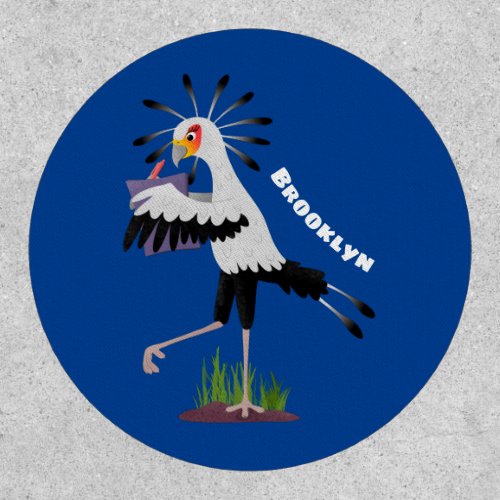 Cute secretary bird writing notes cartoon patch