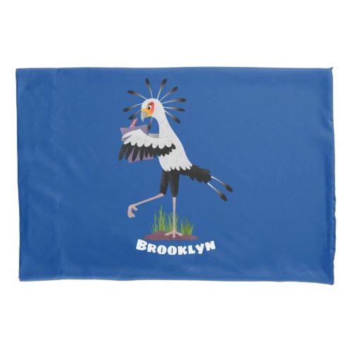 Cute secretary bird writing notes cartoon pillow case