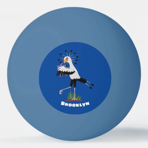 Cute secretary bird writing notes cartoon ping pong ball