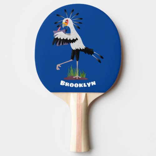 Cute secretary bird writing notes cartoon ping pong paddle