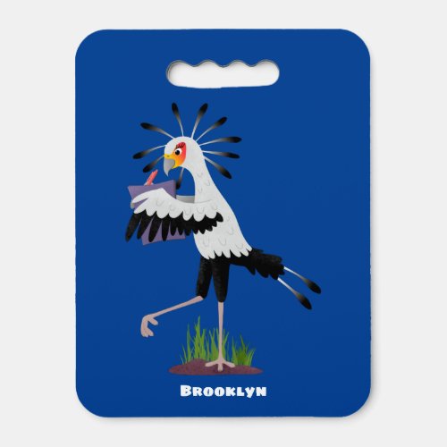 Cute secretary bird writing notes cartoon seat cushion