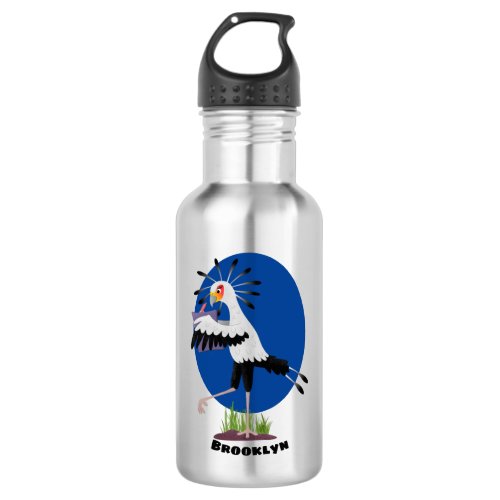 Cute secretary bird writing notes cartoon stainless steel water bottle