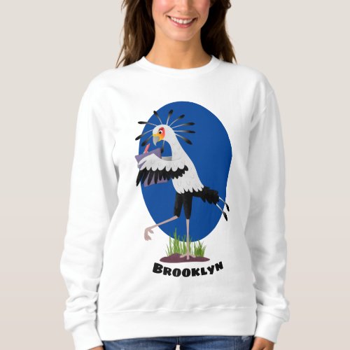 Cute secretary bird writing notes cartoon sweatshirt