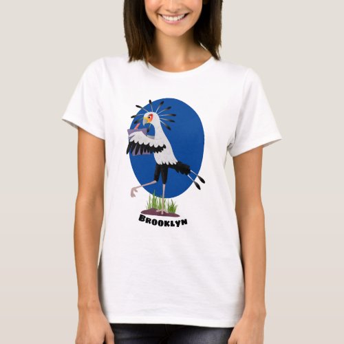 Cute secretary bird writing notes cartoon T_Shirt