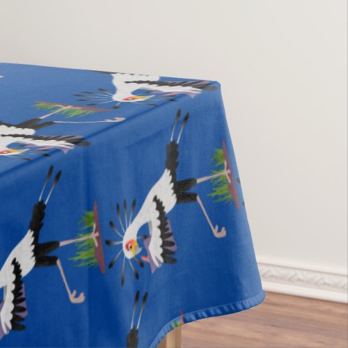 Cute secretary bird writing notes cartoon tablecloth