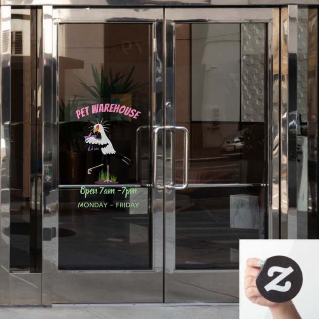 Cute secretary bird writing notes cartoon window cling (Office Door)