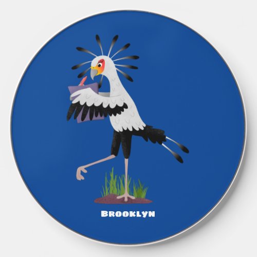 Cute secretary bird writing notes cartoon wireless charger 