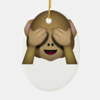 Cute See No Evil Monkey Emoji Ceramic Ornament