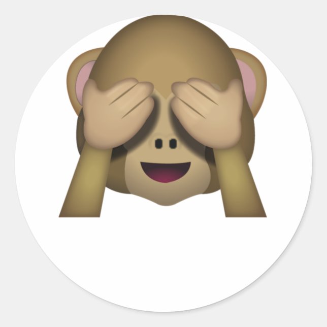 Cute See No Evil Monkey Emoji Classic Round Sticker (Front)