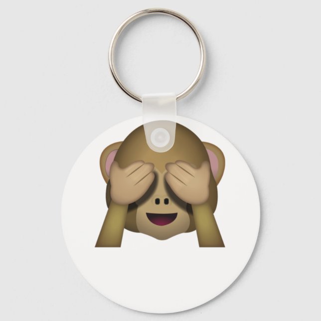 Cute See No Evil Monkey Emoji Keychain (Front)