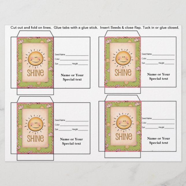 Cute Seed Packet Gift or Favor Flyer (Front)