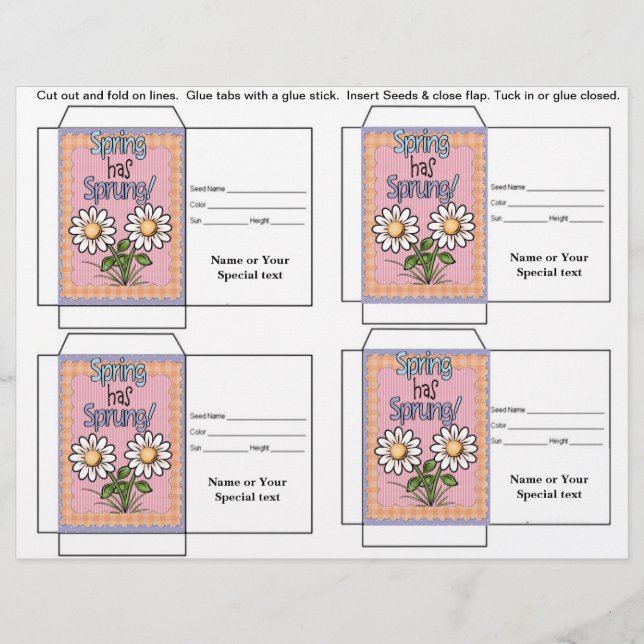 Cute Seed Packet Gift or Favor Flyer (Front)