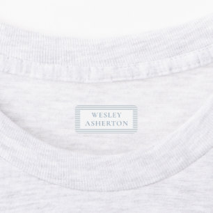 Cute seersucker stripe simple blue white name kids' labels