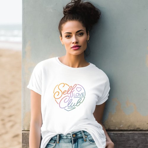 Cute Self Love Club Heart Retro T_Shirt