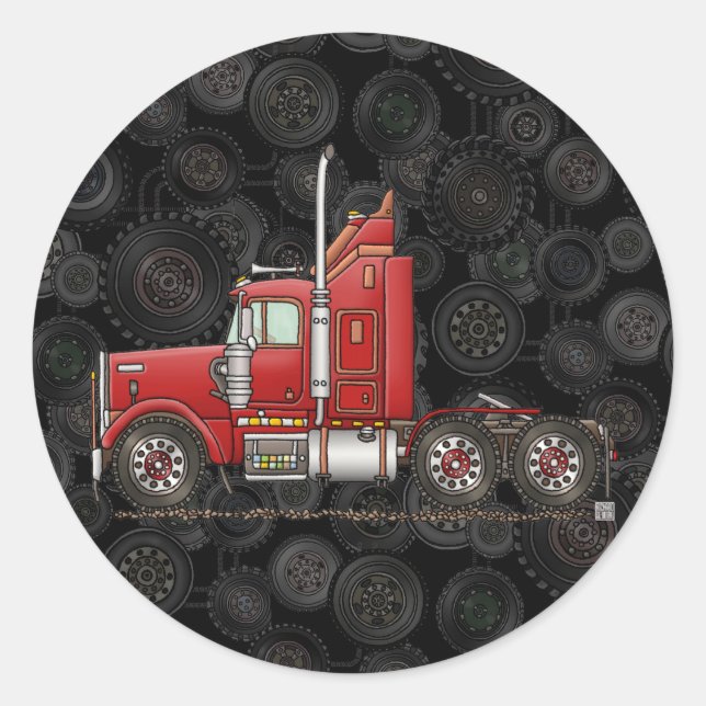 Cute Semi-Cab Classic Round Sticker (Front)