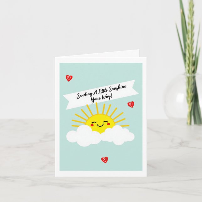 Cute Sending A Little Sunshine Thinking Of You Car Card (Front)