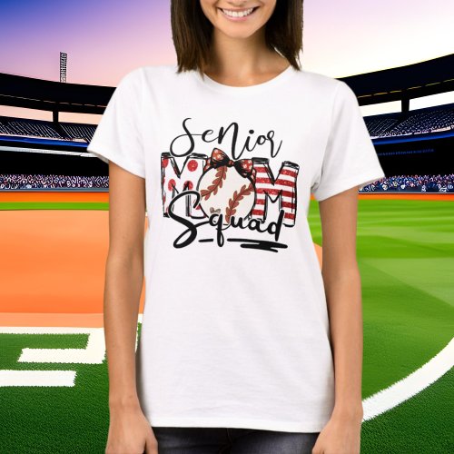 cute Senior baseball sports Mom squad T_Shirt