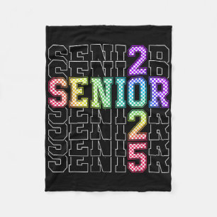 Cute Senior Cl Of 2025 Checkered Senior 25 Graduat Fleece Blanket