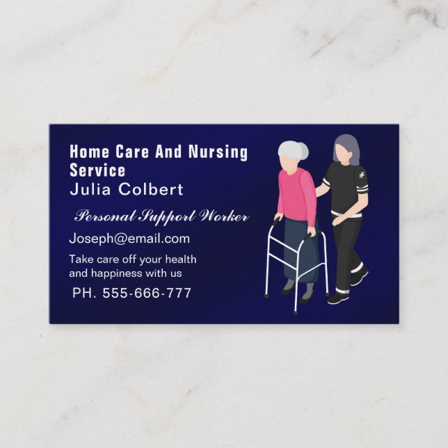 Cute Senior Companion or Elderly Caregiver  Business Card (Front)