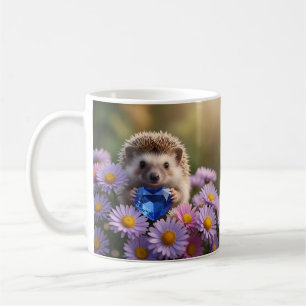 Cute September Hedgehog with Sapphire Heart Coffee Mug