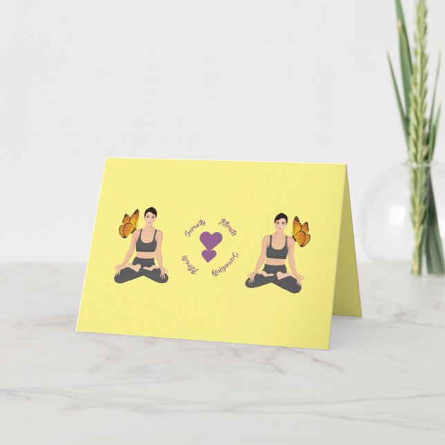 Cute Serenity Serendipity Yoga Love Personalize Card (Front)