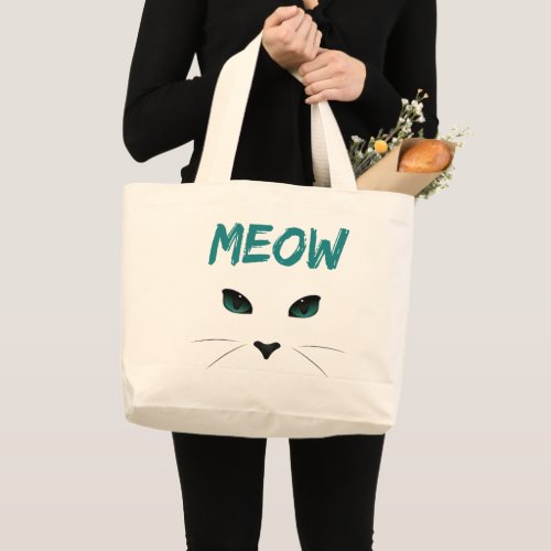 Cute Serious and Sharp_Tempered Meow Cats  Large Tote Bag