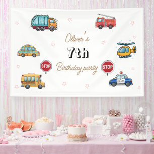 Cute Service Vehicle Birthday bash Banner