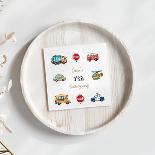 Cute Service Vehicle Birthday bash Napkins