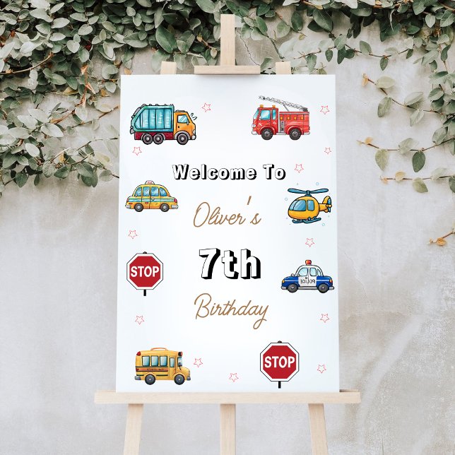Cute Service Vehicle Birthday bash welcome sign  (Creator Uploaded)