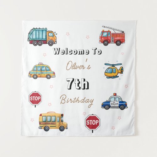 Cute Service Vehicle Birthday bash welcome sign 