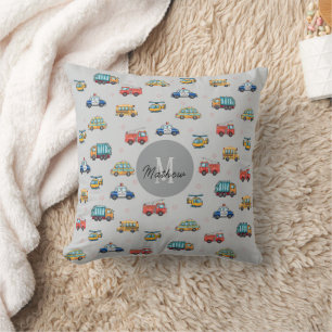 Cute Service Vehicle Personalized Throw Pillow