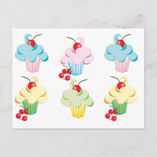 Cute set of cupcakes postcard