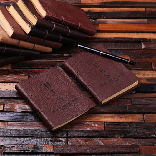 Cute Set of His & Hers Leather Bound Journals (Top)