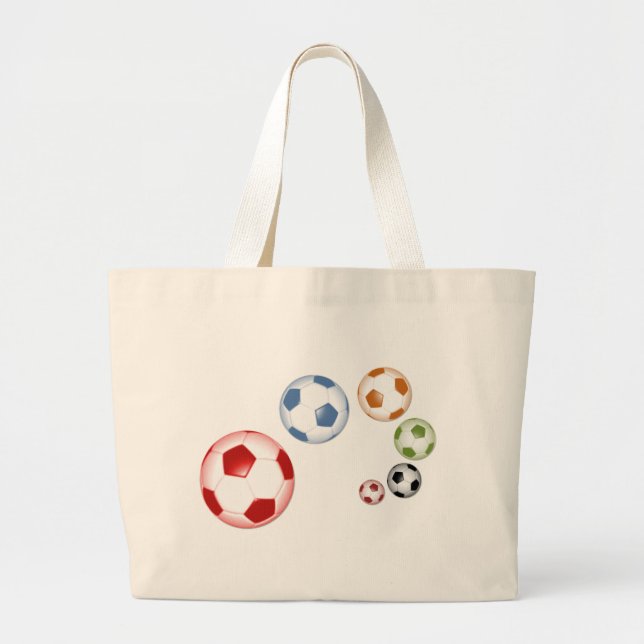 Cute set of soccer balls large tote bag (Front)