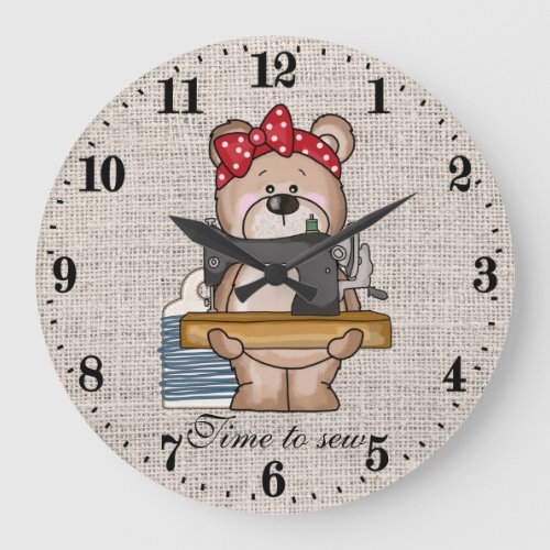 cute sewing bear lovers large clock