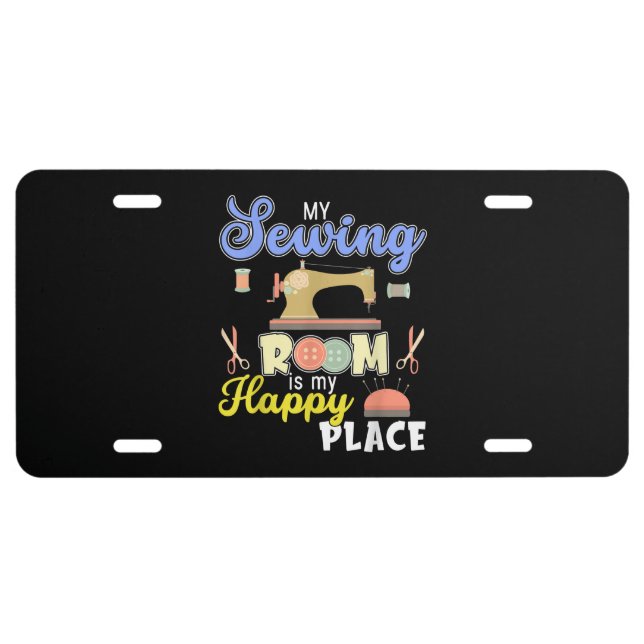 Cute Sewing Gift Quilters Crafting Quilting License Plate (Front)