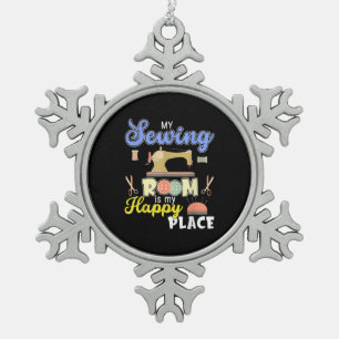 Cute Sewing Gift Quilters Crafting Quilting Snowflake Pewter Christmas Ornament