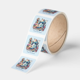 Cute sewing lovers add text  square sticker