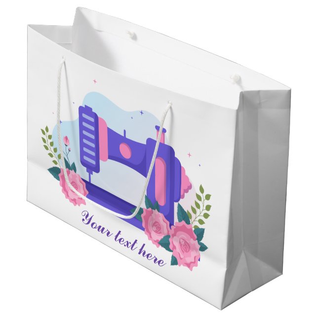 cute sewing lovers gifting add text large gift bag (Front Angled)