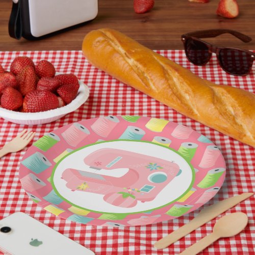 Cute sewing lovers party paper plates