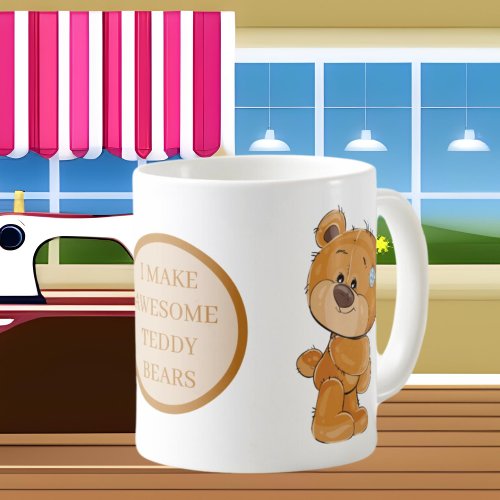 Cute sewing lovers teddy bear coffee mug
