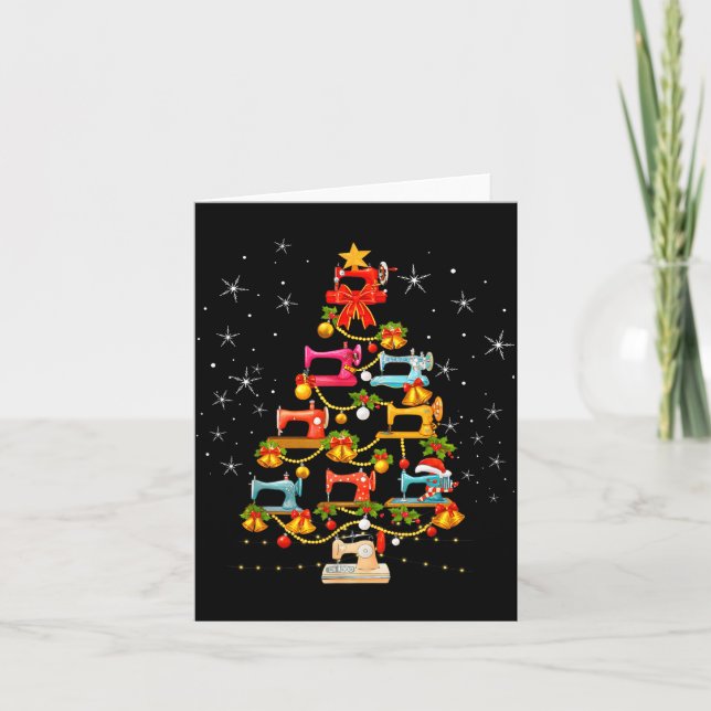 Cute Sewing Machine Christmas Tree Christmas Ornam Card (Front)