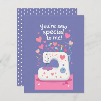 Cute Sewing Machine Valentines Day Note Card