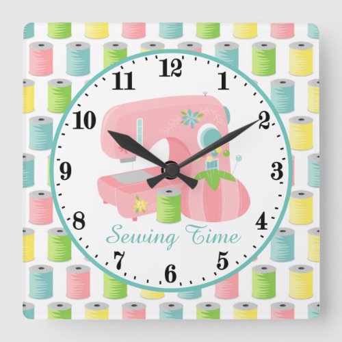 Cute sewing room decor add message square wall clock