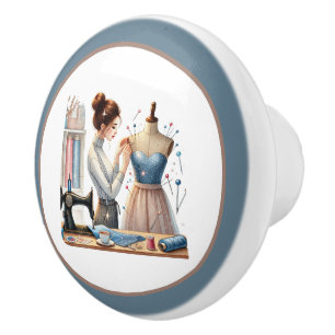 Cute sewing room or crafting  ceramic knob