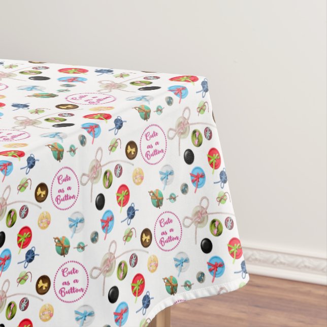 Cute Sewing Table Button Pattern Rectangle Tablecloth (In Situ)