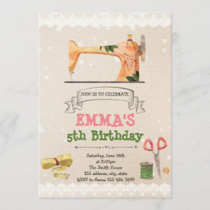 Cute sewing theme party invitation