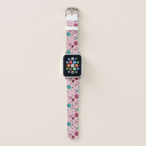 Cute Sewing Themed Pattern Apple Watch Band | Zazzle